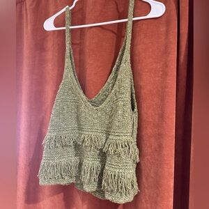 Anthropologie Knit script top in olive green Large